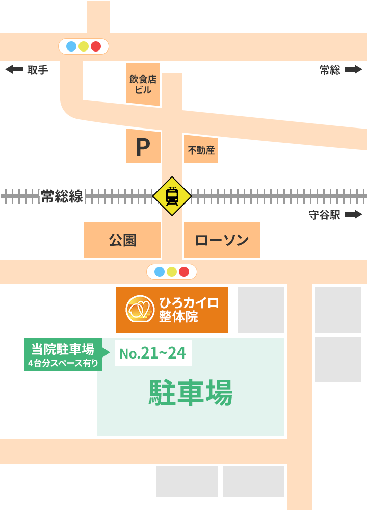 当院の案内図、駐車場の案内図