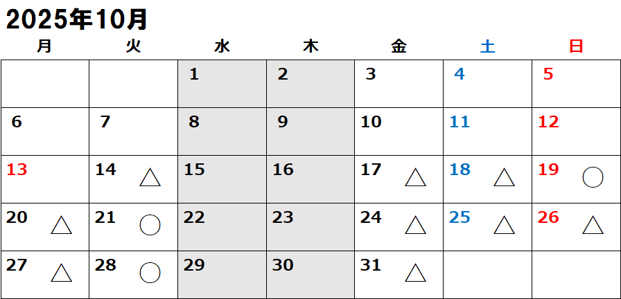 ひろカイロ整体院の予約状況202510(10/14)