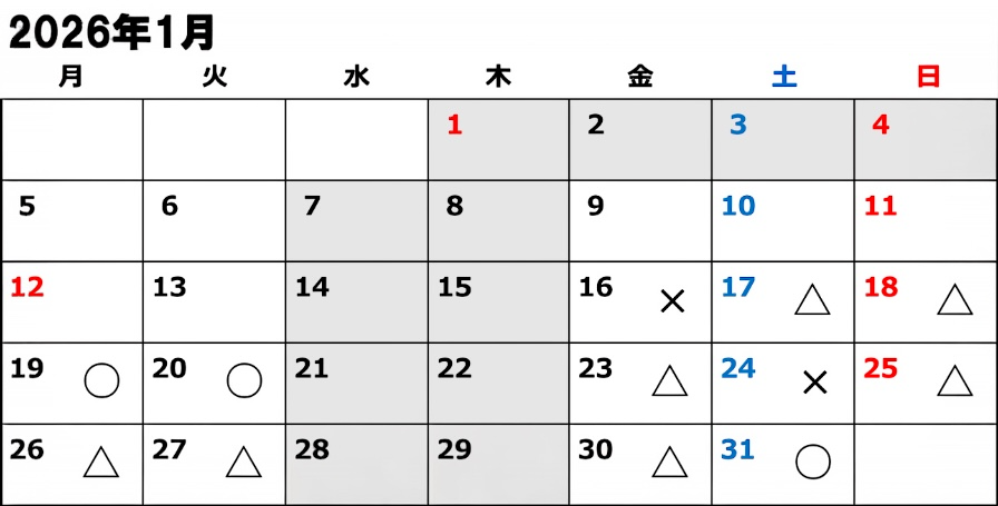 ひろカイロ整体院の予約状況202601(1/6)