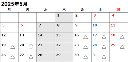 ひろカイロ整体院の2025年5月の予約状況(5/14)